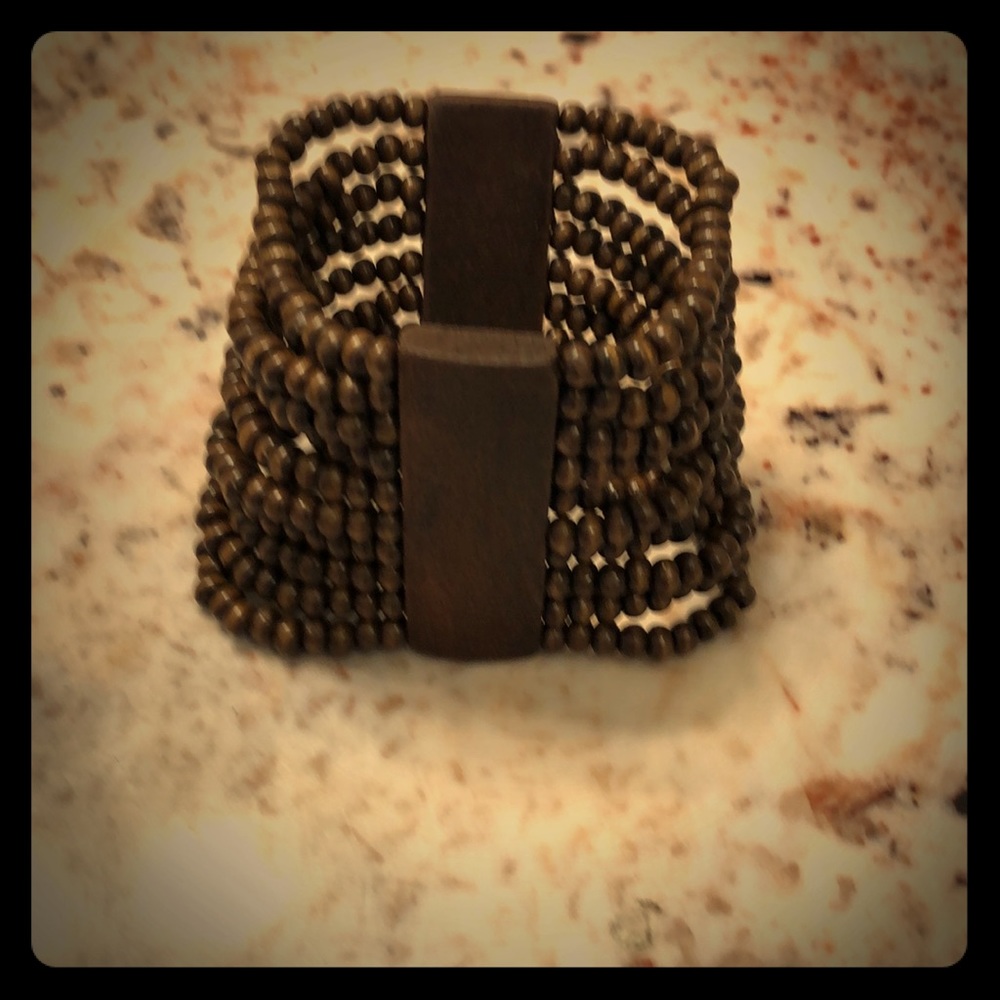 Brown bead cuff bracelet